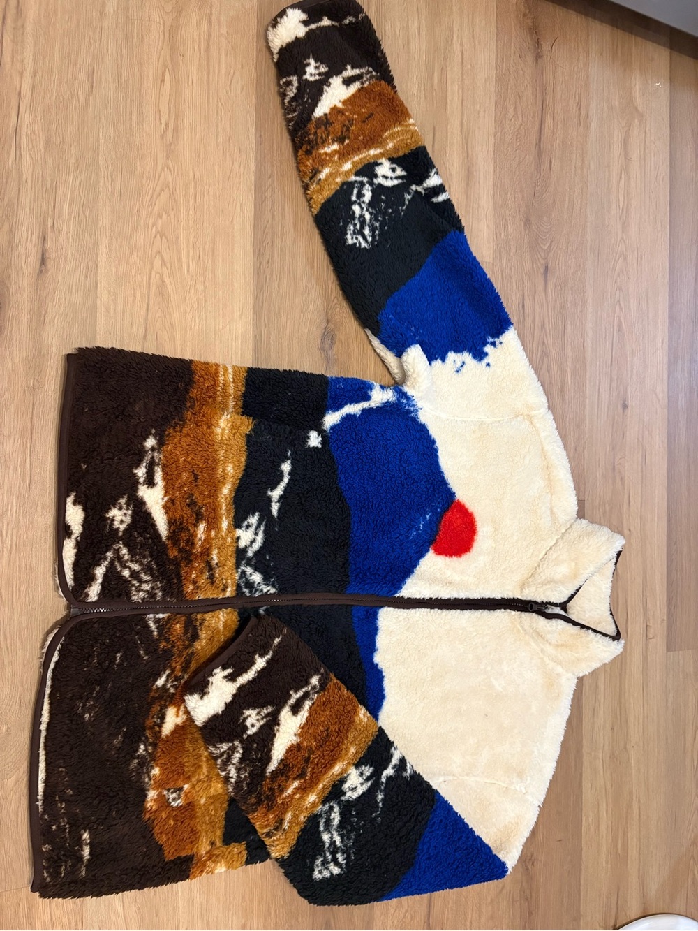 Mountain Sunset Sherpa Cozy Cream Landscape by Original Use EUC Size Large - Picture 2 of 10